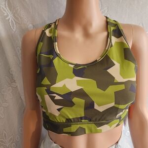 Bass Green Camouflage Sports Bra